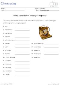 Word Scramble - Amerigo Vespucci