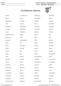 List of adjectives - Behaviour
