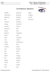 List of adjectives - Appearance