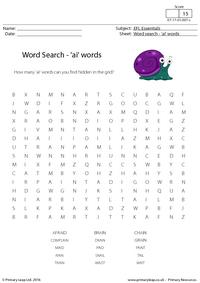 EFL Word Search - 'ai' Words