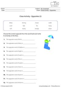 Cloze Activity - Opposites (2)