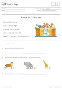 Introducing Reading Comprehension - Ben Goes To The Zoo