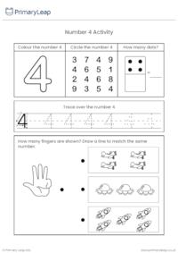 Number 4 Activity Sheet