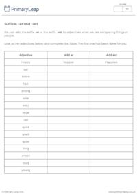 Suffixes - Adding er and est to adjectives