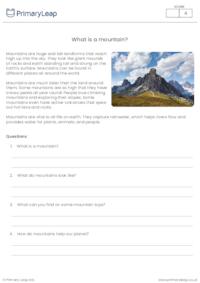 What is a Mountain? Reading Comprehension Activity