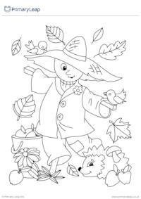 Thanksgiving Colouring Page - Straw Scarecrow