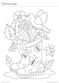 Autumn-themed Bird Colouring Page