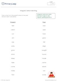 Irregular verbs matching activity