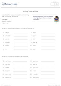 Writing contractions worksheet