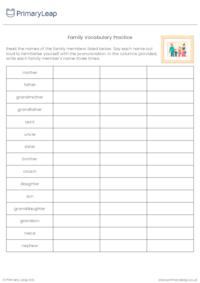 Family Vocabulary Practice Worksheet