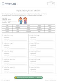 Adjective Synonyms and Antonyms