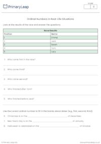 Ordinal Numbers in Real-Life Situations