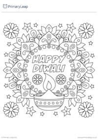 Happy Diwali Colouring Page