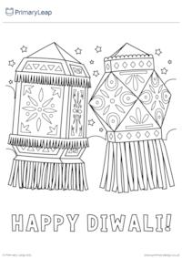 Diwali Lanterns Colouring Sheet