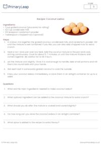 Recipe Reading Comprehension – Coconut Ladoo