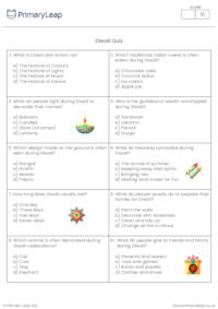 Diwali Quiz Worksheet