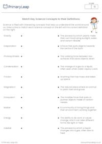 Science Match-Up: Key Concepts and Definitions