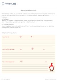 Holiday Wishes Writing Worksheet