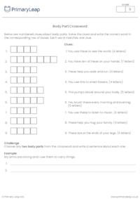 Body Part Crossword (Row Format)