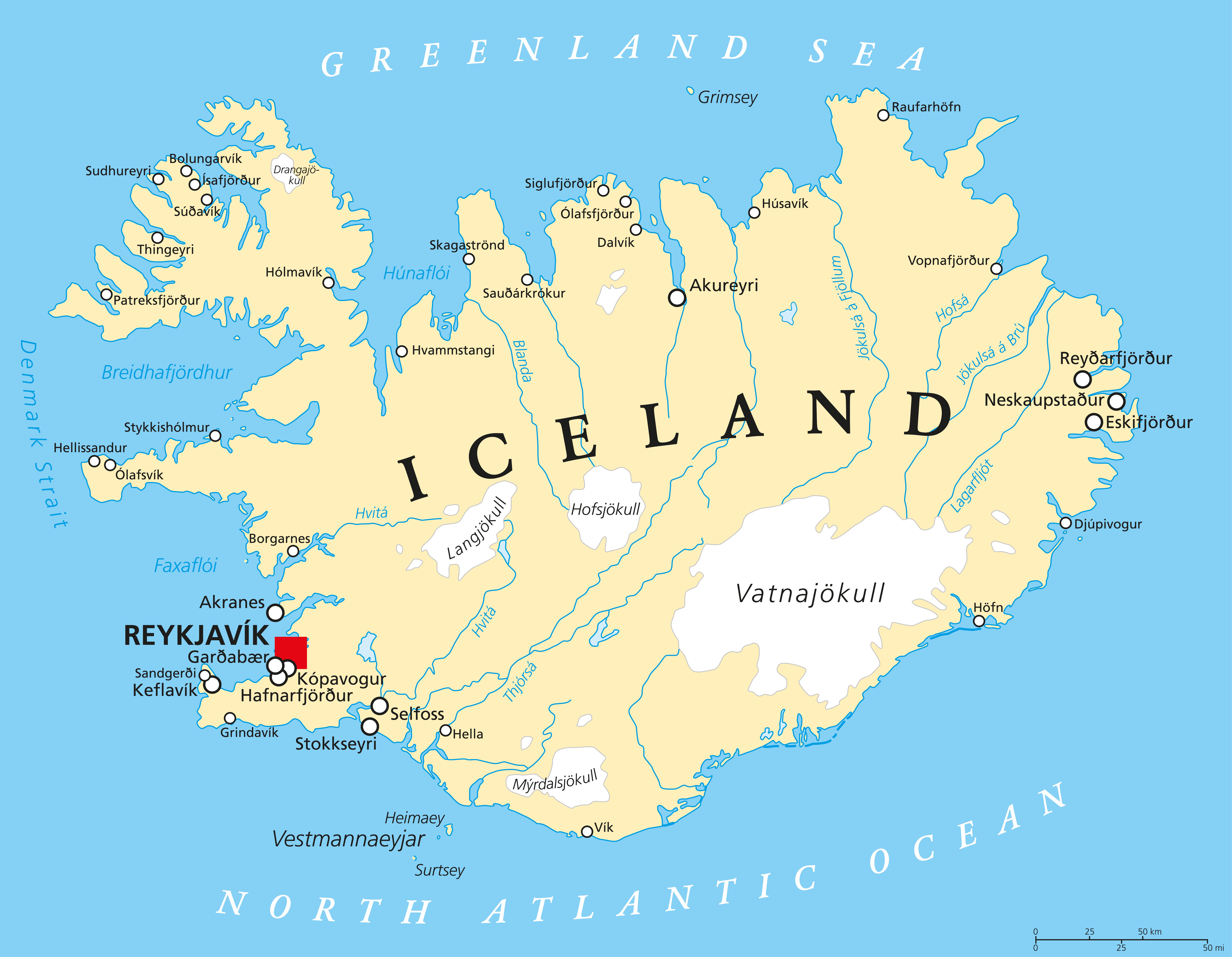 Iceland Europe Map 