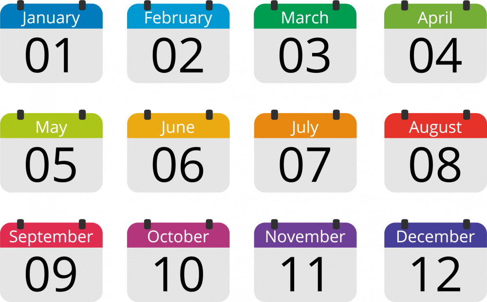 Numbered Months Of The Year