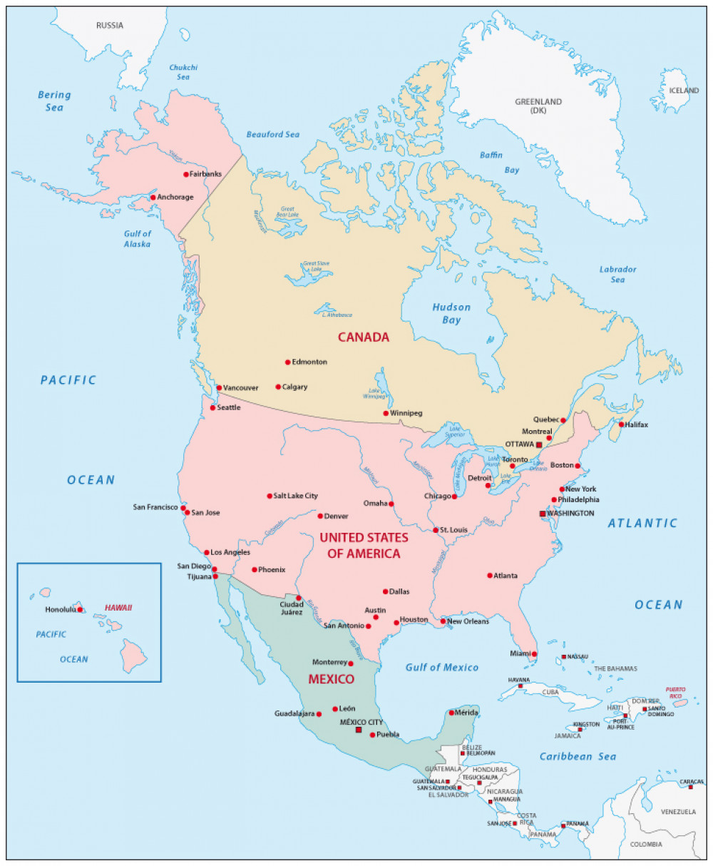 Geography: North America: Level 1 activity for kids | PrimaryLeap.co.uk