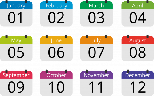 Numbered Months Of The Year