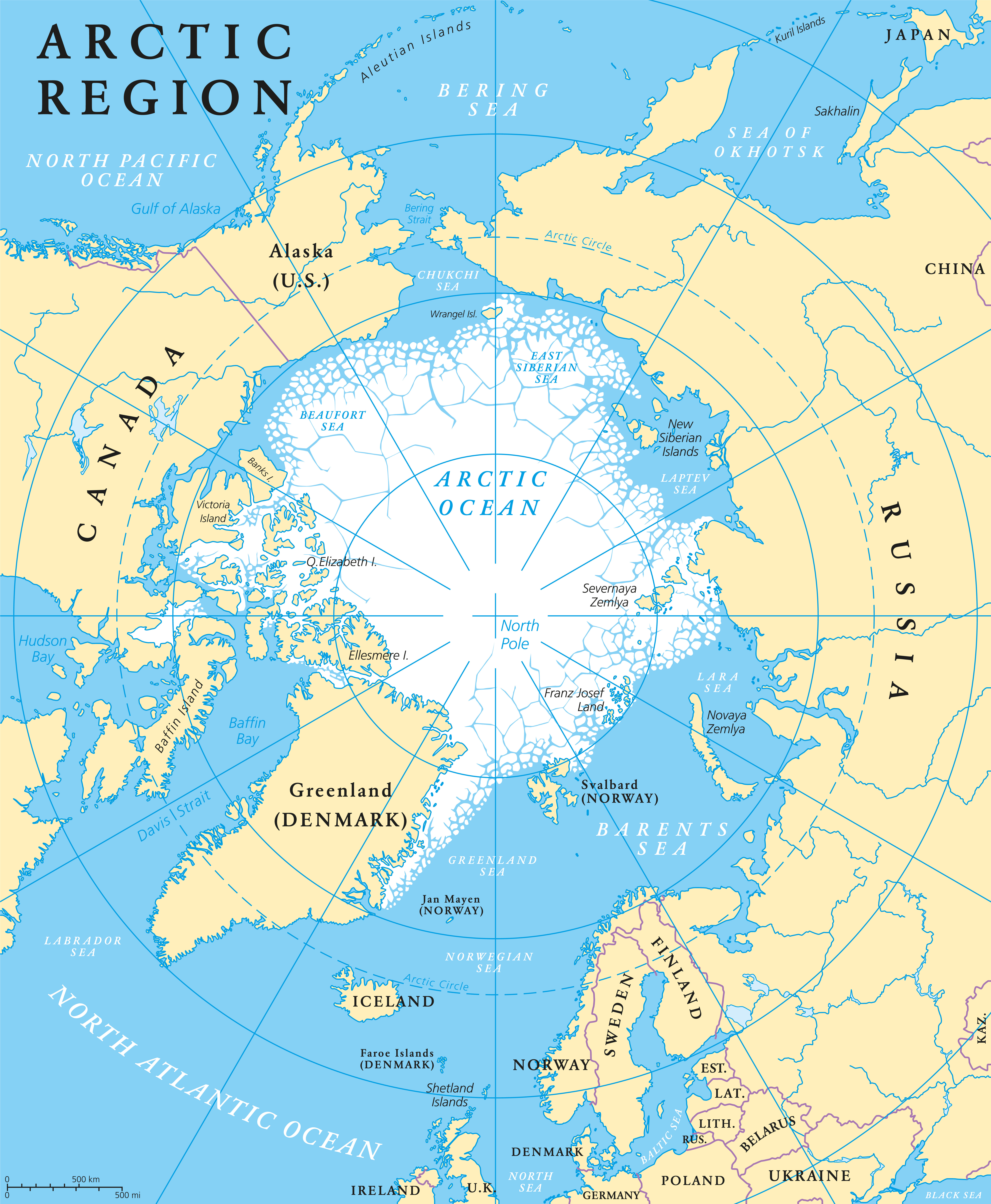 Расположение Арктики на карте